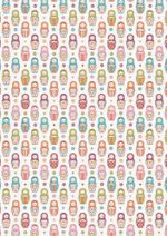 Ткань для пэчворка Peppy Крошки-матрешки, рулон 112 см / 5 метров, КМ-14 белый, Peppy