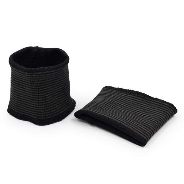 Манжеты трикотажные 8.0х9.5 см, 1 пара, средней плотности, 18 кл, 1х1, цв. черн/с серыми тонк. Полосками
