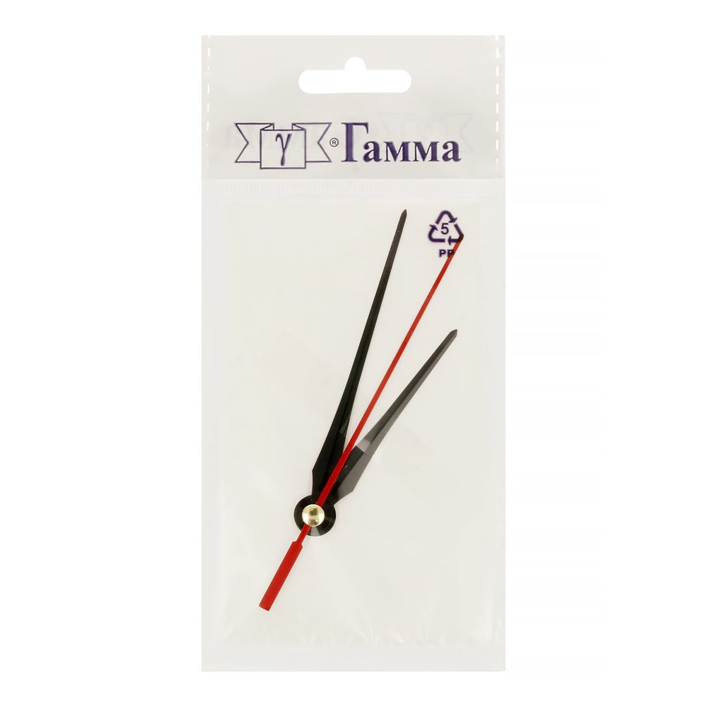 Стрелки для часовых механизмов (часовая/минутная/секундная) ЧМС, 5 шт, 62/85/85 мм, ( черный/красный)