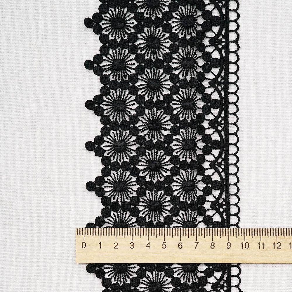 Кружево гипюр (плетёное) 100 мм / 13.72 метра, черный, 3AR3496