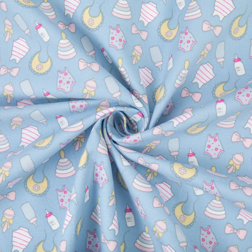 Ткань для пэчворка Peppy Молочные сны фланель, отрез 100х110 см, 175 г/м², МС-16 голубой, Peppy