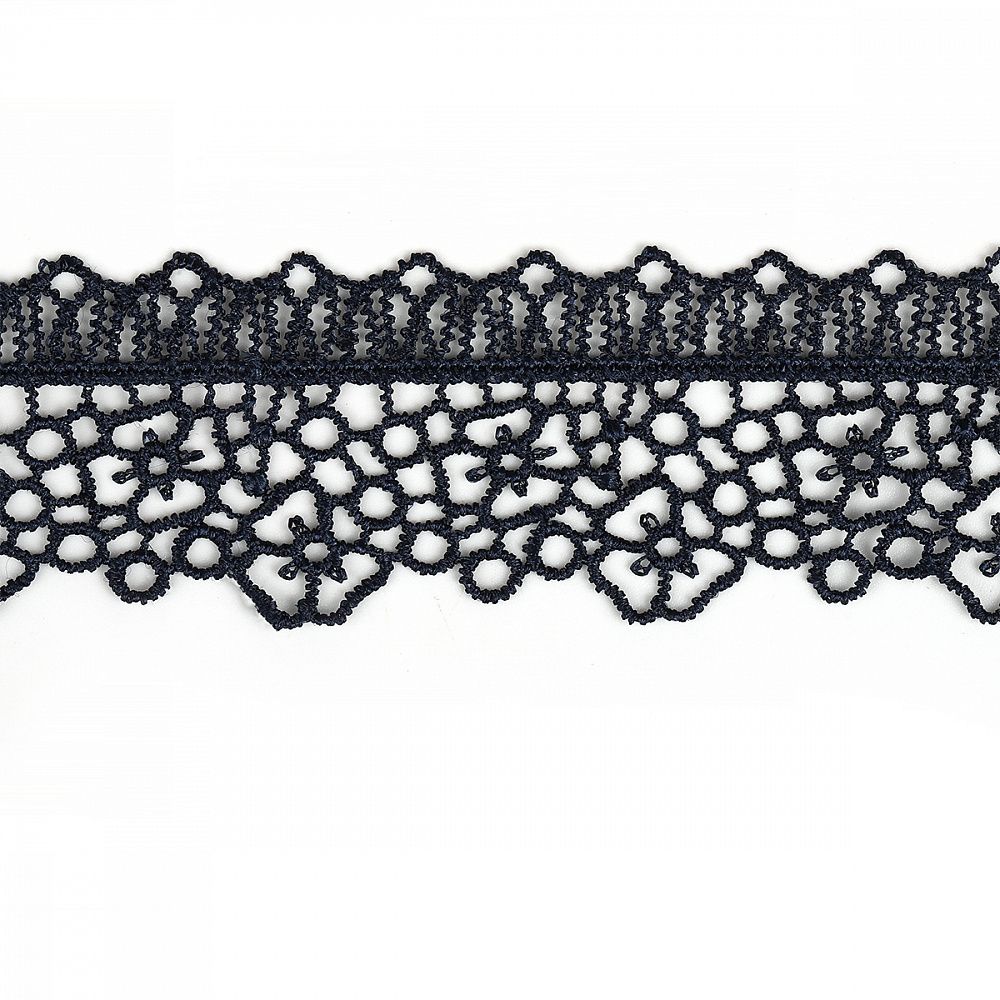 Кружево гипюр (плетёное) 45 мм, диз.2501 цв.B4815 т.синий уп.13.71м, Kruzhevo