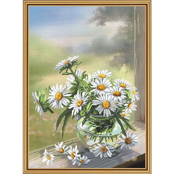 Набор для вышивания нитками Нова Слобода, Ромашковый цвет 25х35см