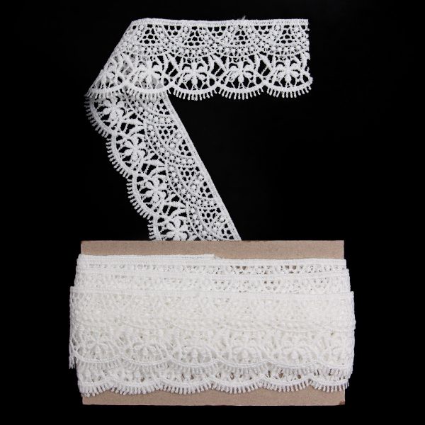 Кружево гипюр (плетёное) 45 мм / 3 метра, матовое, C501 белый