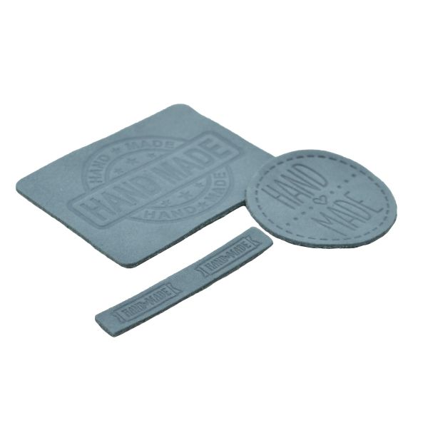 Набор кожаных термоаппликаций Hand Made: круг №39 (1шт), прямоугольник №12 и №38 (х1шт), 55 светло-серый