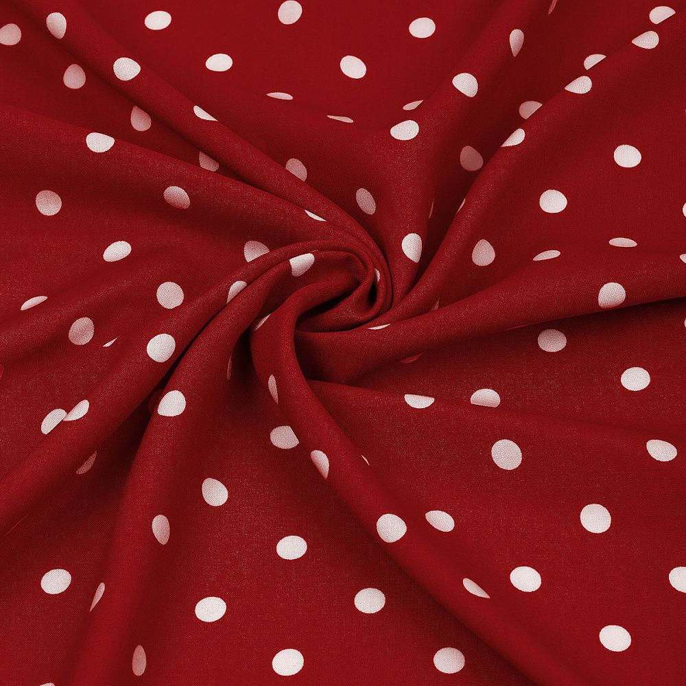 Штапель в горошек 90 г/м², 145 см / 2 метра, TBY.Vidt.07 цв.красный