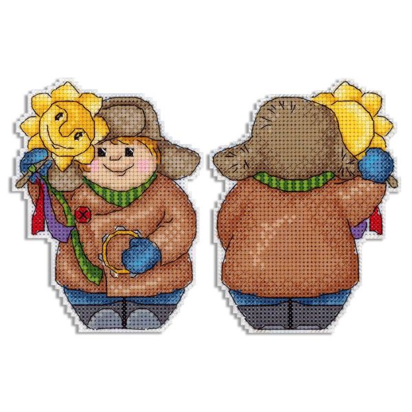 Набор для вышивания нитками МП Студия, пласт.канва Детские потехи 12х9 см