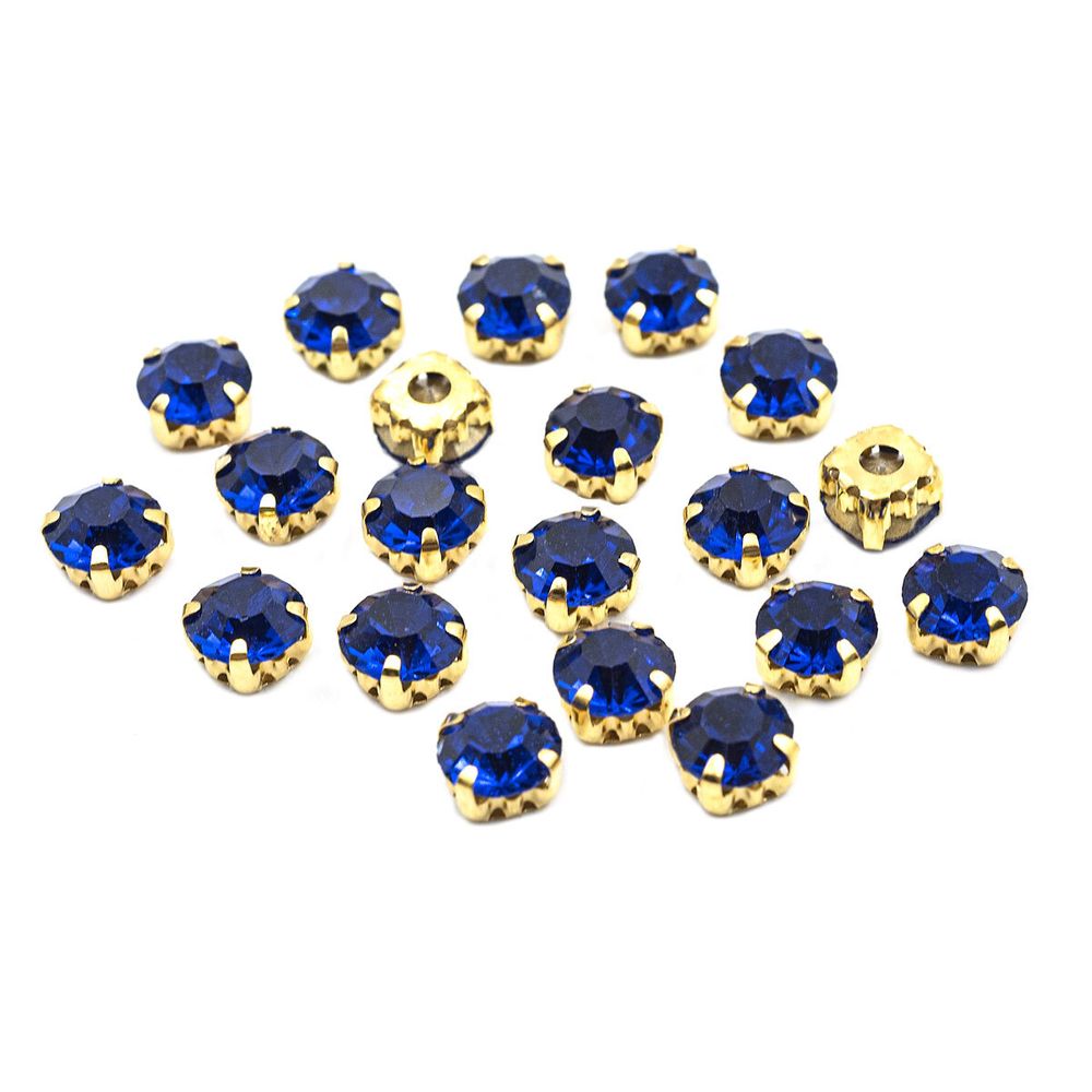 Хрустальные стразы в цапах/золото, 8мм, 20 шт/упак, Astra&Craft (25 синий), 4AR167/168