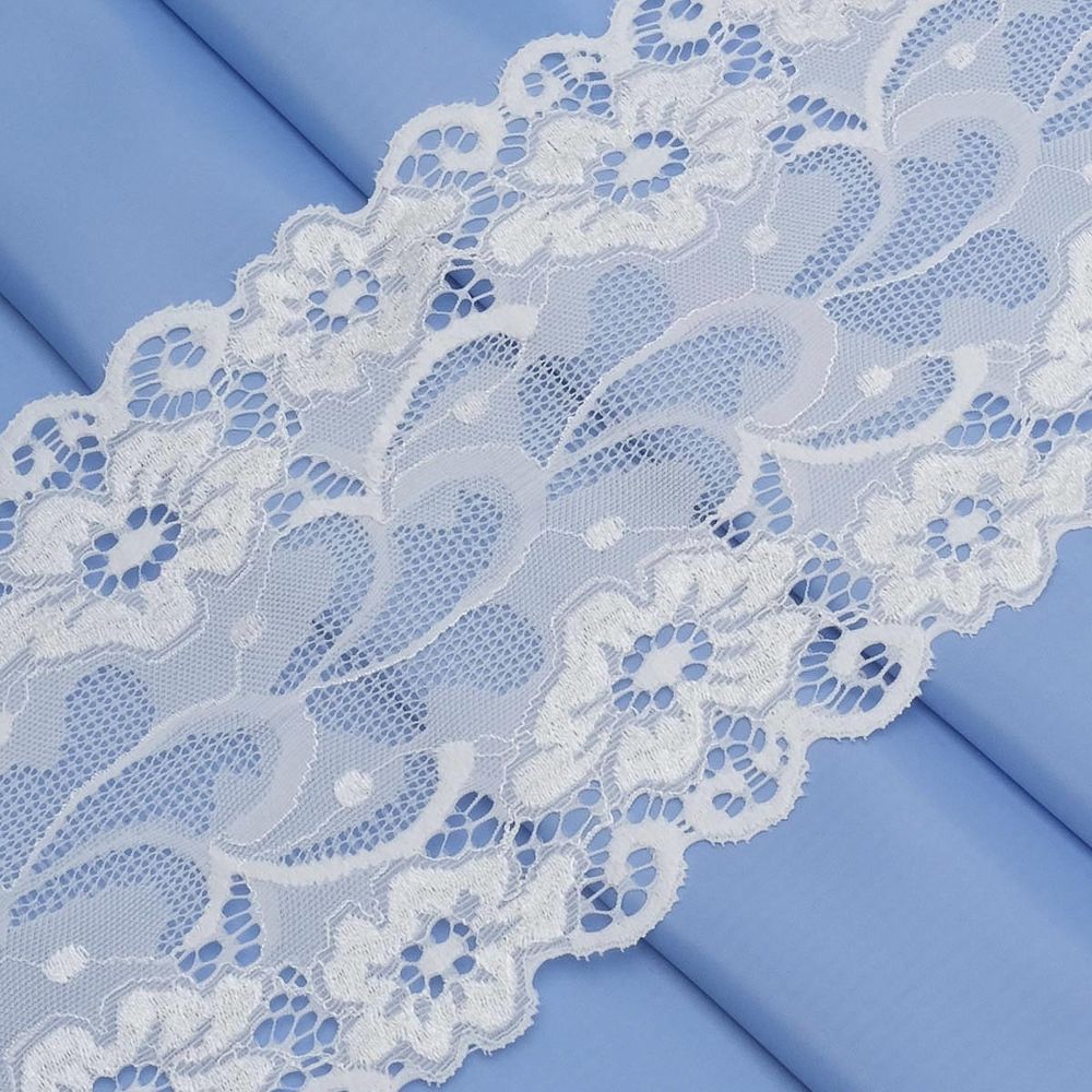 Кружево бельевое эластичное 150 мм / 3.4 метра, цвет белый