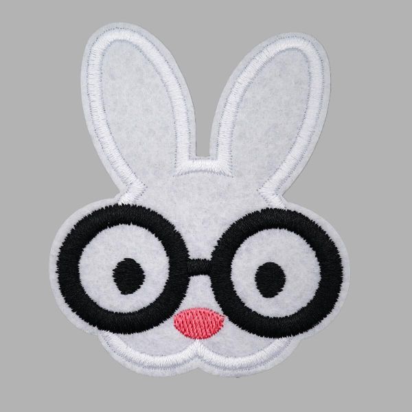 Термоаппликация Зайка в очках 70х85мм (White (белый)), 2 шт, LA525