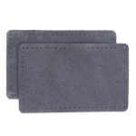 Заплатки пришивные из замши, прямоугольник 6х9,6см с перфорацией, 2 шт, 100% кожа, 26 серый, 59113