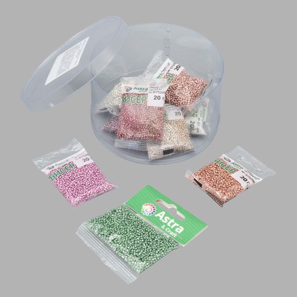 Набор бисера 11/0 ассорти №7 в тубе, 10 цветов, Astra&Craft