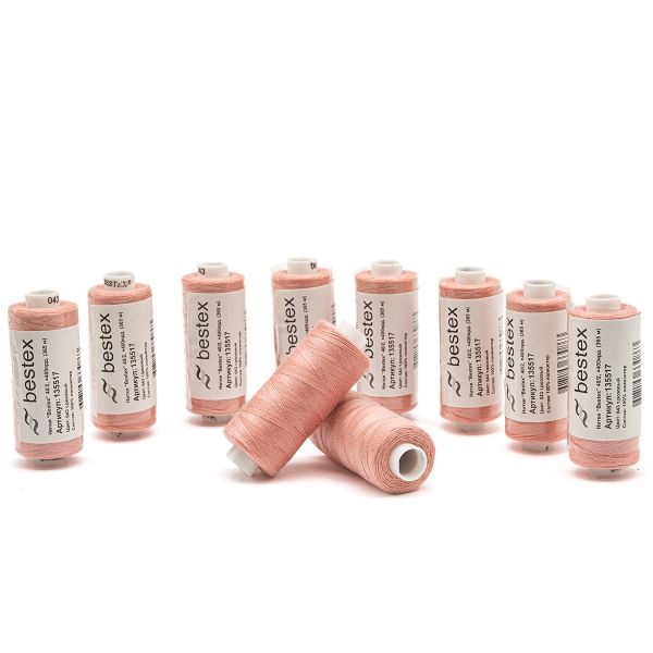 Нитки швейные бытовые Bestex 40/2, 365 м (400 ярд) / 10 кат., 043 жемчужно-розовый