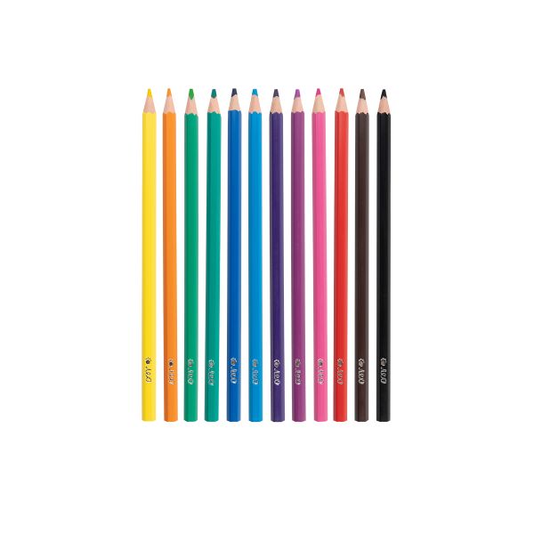 Карандаш цветной пластиковый заточенный 12 цв, Лео LNPCP-12