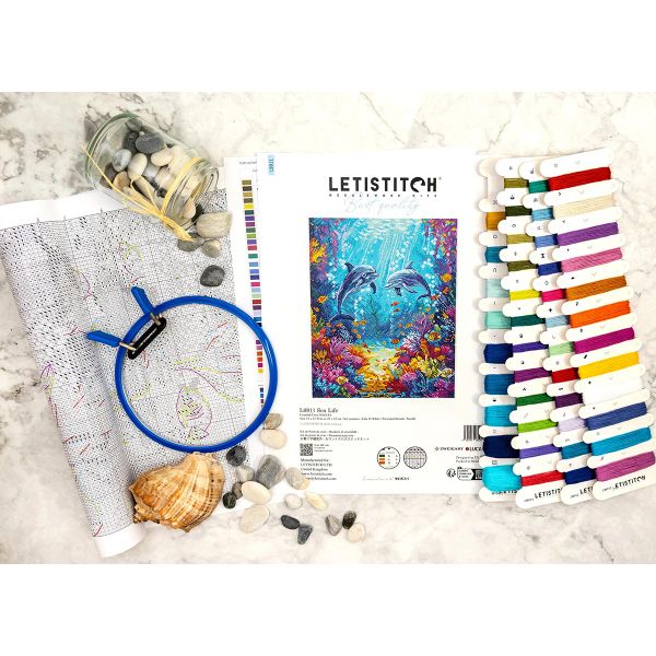 Набор для вышивания нитками LetiStitch L9911, Морская жизнь 26х32см
