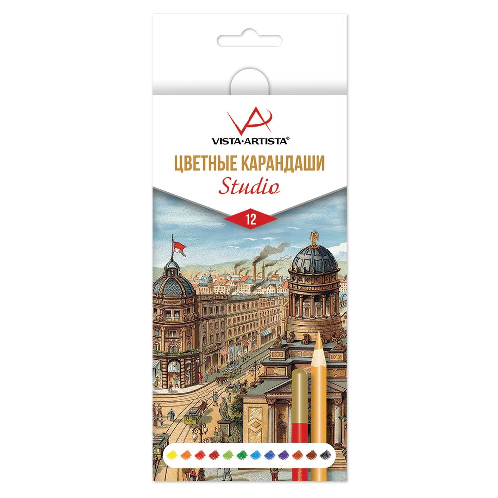 Цветные карандаши набор заточенный 8х12 цв, Vista-Artista Studio VACPS-12