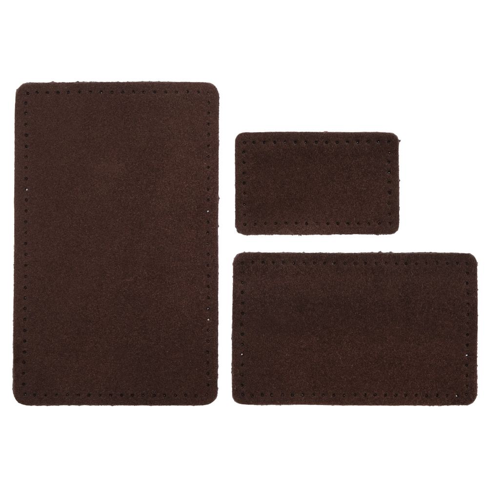Набор заплаток пришив. из замши, прямоуг-к 4х6,4см, 6х9,6см, 8х12,7см, с перфорацией, 3 шт (21 темно-коричневый), 59403
