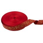 Лента (тесьма) жаккардовая 23.0-25.0 мм / 25 метров, красный/под золото, Blitz