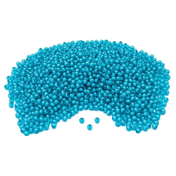 Бусины акрил ⌀8 мм, 500 г, цвет. с белой сердц., круглые часто гран., 7 голубой, Astra&Craft LY-162