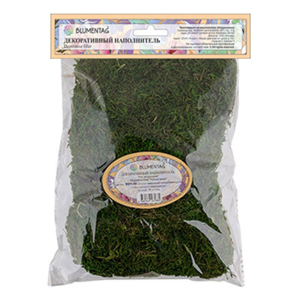 Наполнитель декоративный Мох натуральный 50 г,±5 г, натуральный зеленый, Blumentag BDN-50