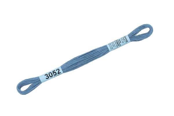 Мулине Gamma 100% хлопок, цв.3052 джинсовый, 24 мотка по 8 метров