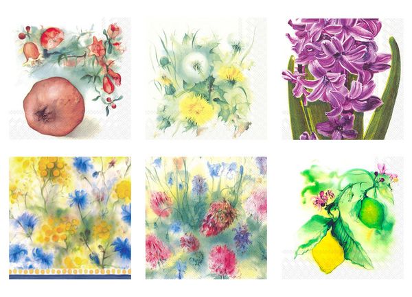 Салфетки для декупажа ассорти №39, 6 шт, Акварель, Love2art SDS №39