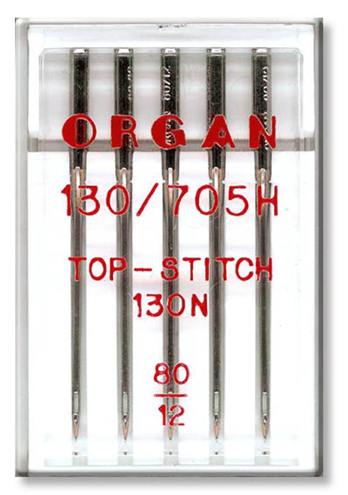 Иглы для бытовых швейных машин Organ Top-stitch, 5 шт, в пенале, 5600080 80
