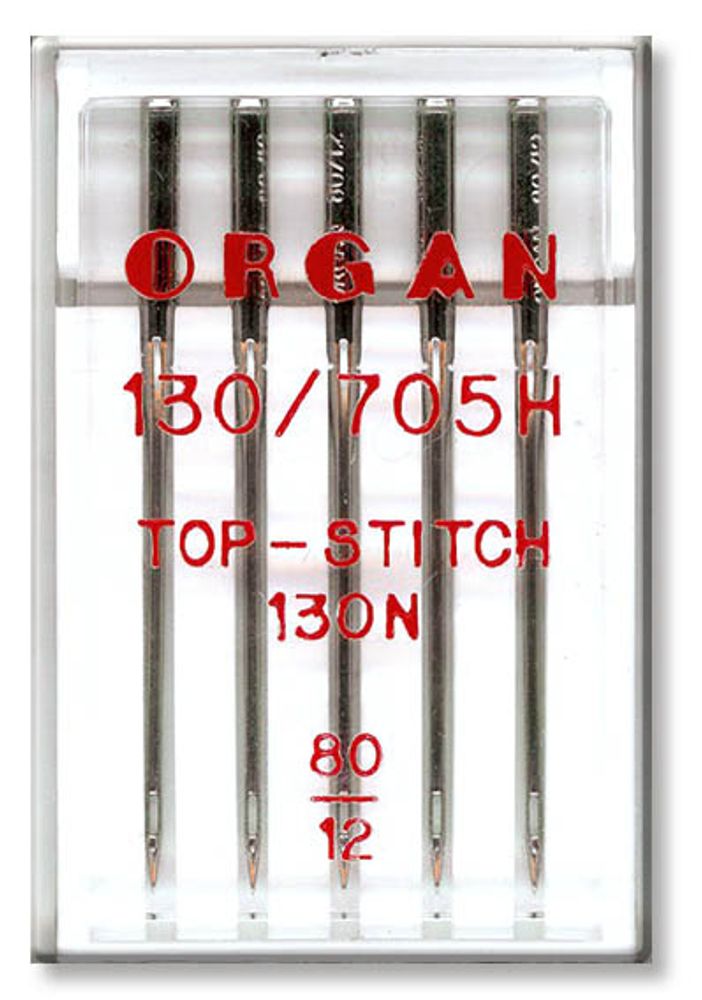 Иглы для бытовых швейных машин Organ Top-stitch 5 шт, в пенале, 5600080 80