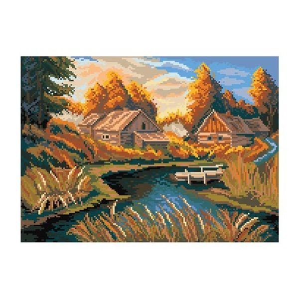 Набор для вышивания нитками Матренин Посад, Осень в деревне 37х49 см