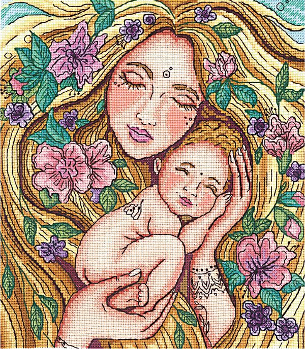 Набор для вышивания нитками Сделай своими руками, Мамина любовь, 19.5х22.5 см