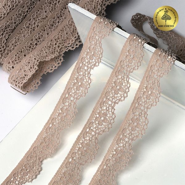 Кружево эластичное (стрейч) 15 мм TBY.8031, цв.S185 серебристый пион, 5 метров, Kruzhevo
