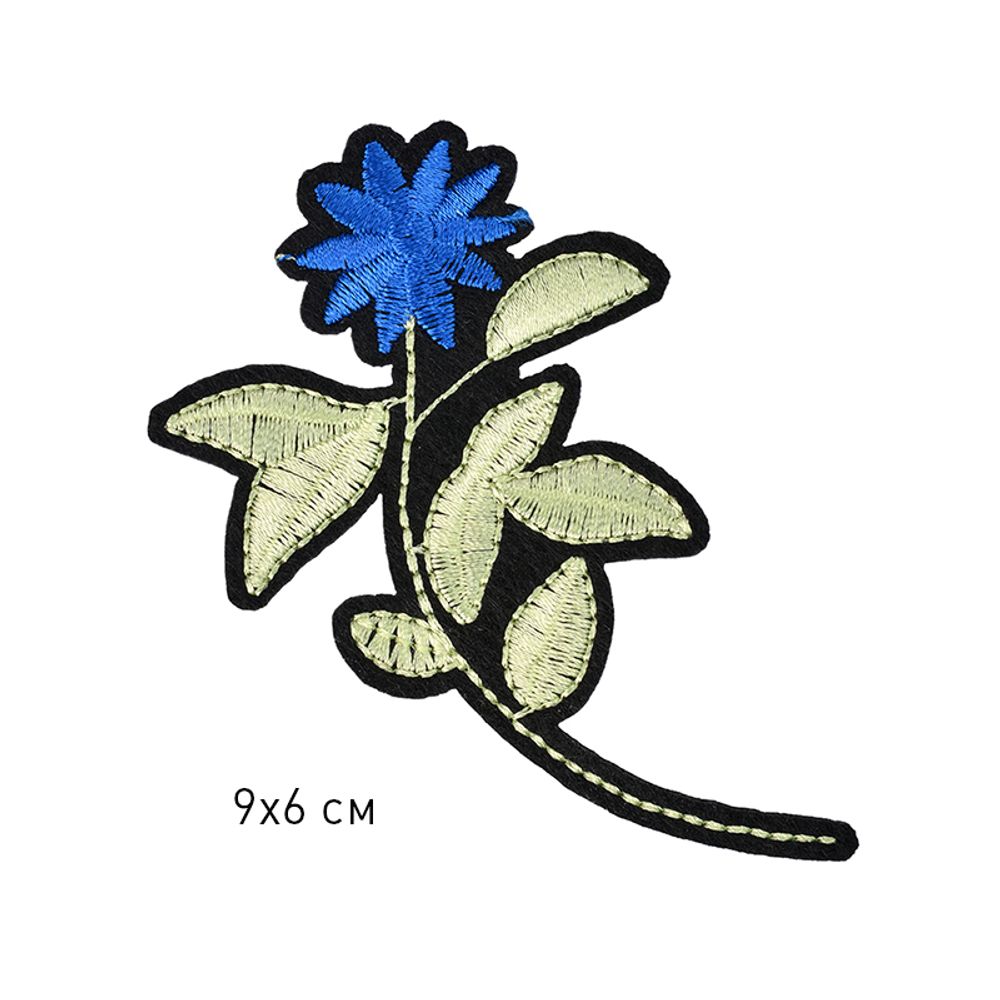 Термоаппликация 2165 Цветочек 9х6см, синий, уп.10 шт