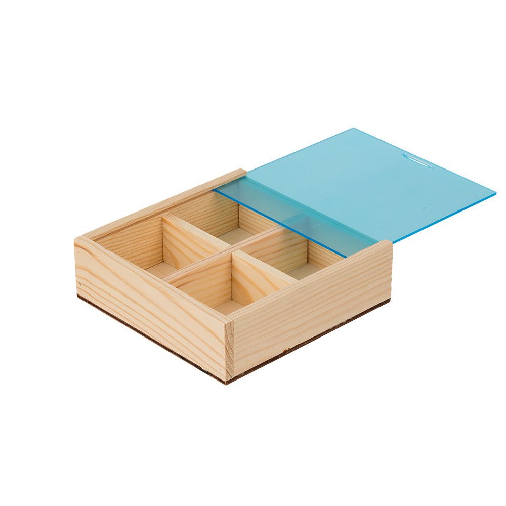 Заготовка деревянная Органайзер 1 с крышкой, сосна, 14.1х14.1х4 см, 4 ячейки, ВД-733 Mr.Carving