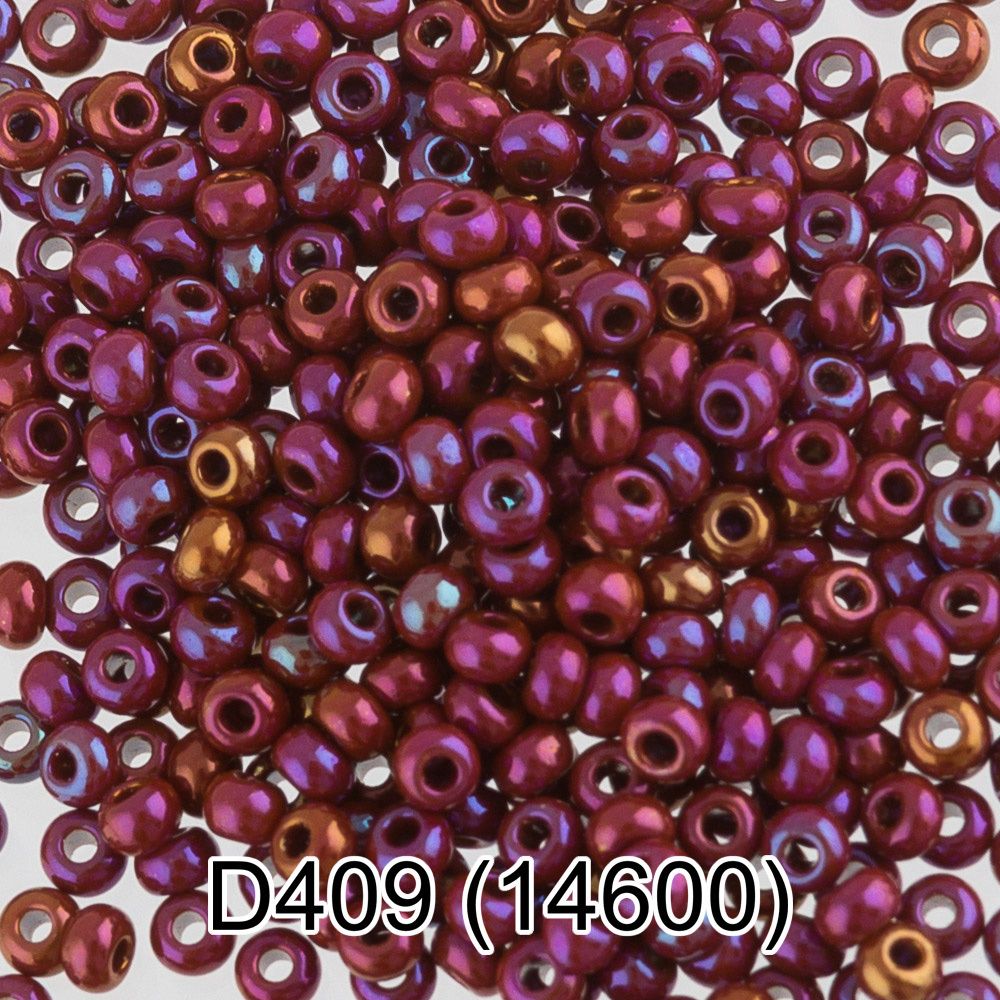 Бисер Preciosa круглый 10/0, 2.3 мм, 10х5 г, 1-й сорт, D409 малиново-бордовый, 14600, круглый 4