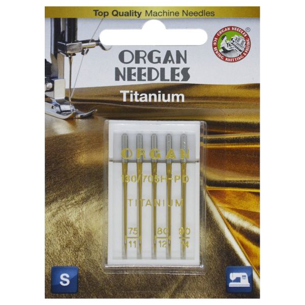 Иглы для швейных машин титаниум 130/705 H-PD, №75-90, 5 игл, блистер, ORGAN