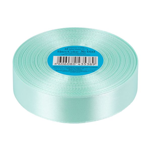 Лента атласная 1-сторонняя 25.0 мм / 33±2 метра, 010 мятный, Gamma