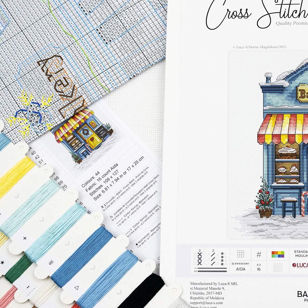 Набор для вышивания нитками Luca-S, Пекарня, 17х20см