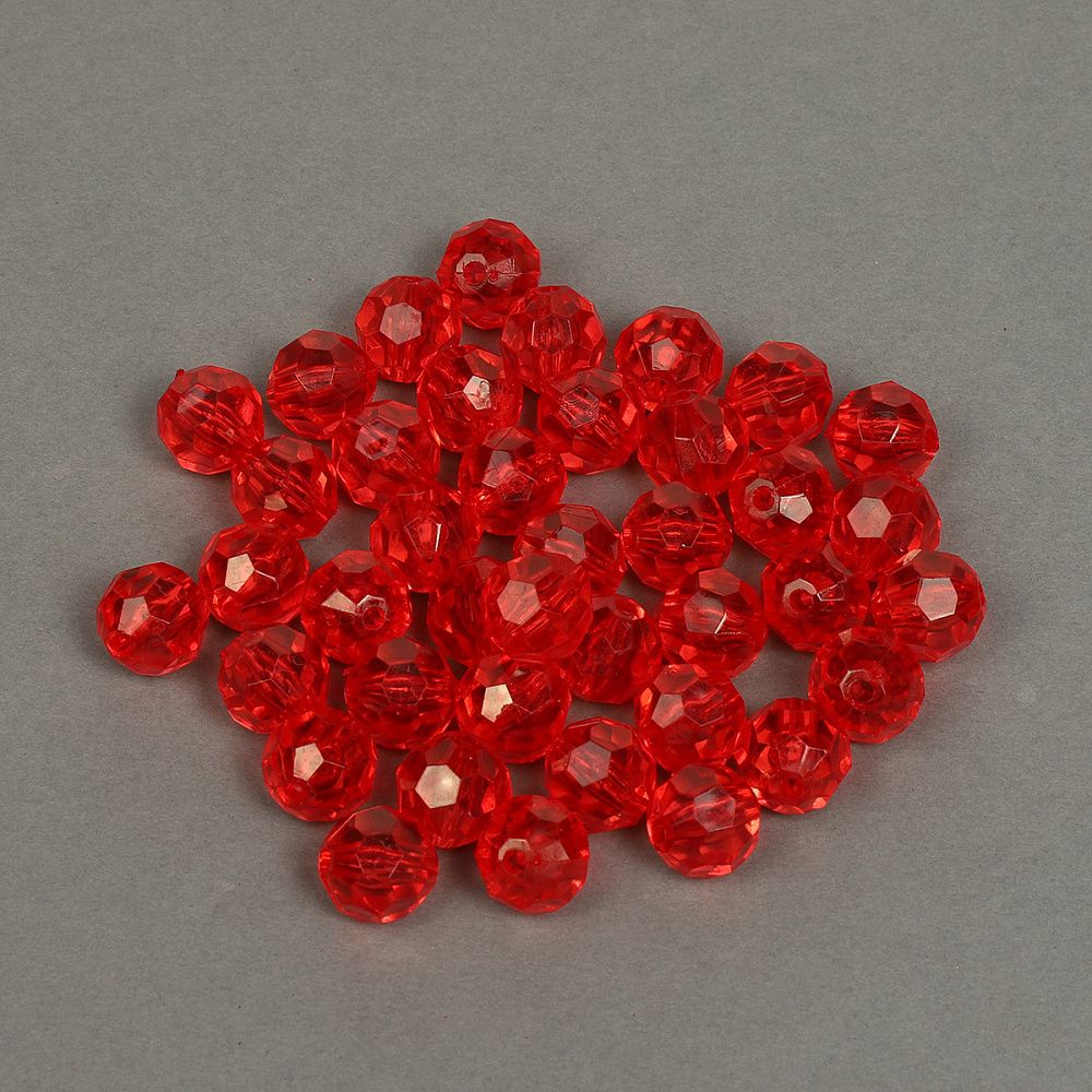 Бусины акрил ⌀14 мм, цв. 04 красный, 50 г, Magic4Hobby