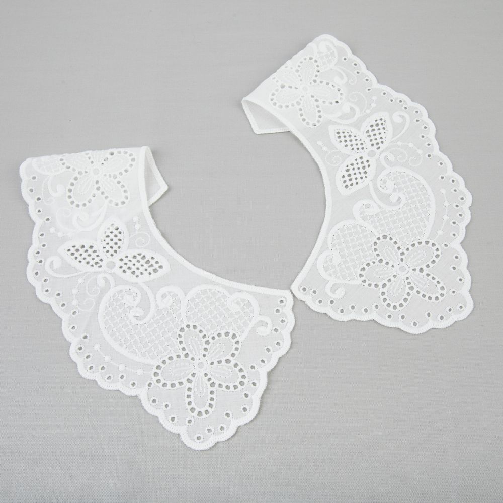 Пришивной кружевной воротник шитьё 120 мм, 5 пар Турция, суровый, Gamma VYEM-27-01M