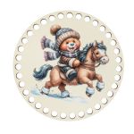 Набор донышек для вязания Матовый фанера ⌀15х0.4 см, 2 шт, 09 Мишка на лошади, Love2art ДВ-02