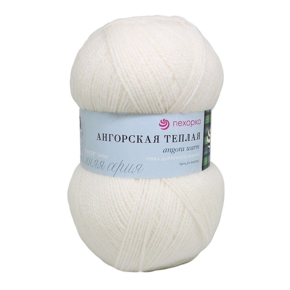 Пряжа Пехорка Ангорская теплая / уп.5 мот. по 100 г, 480 м, 01 белый