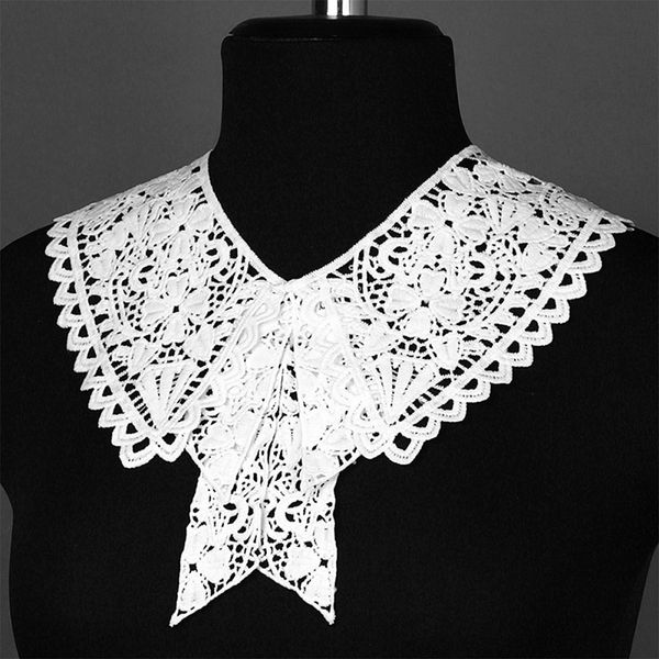 Пришивной кружевной воротник матовая нить 37смх33см, цв.белый, 5 компл, Kruzhevo