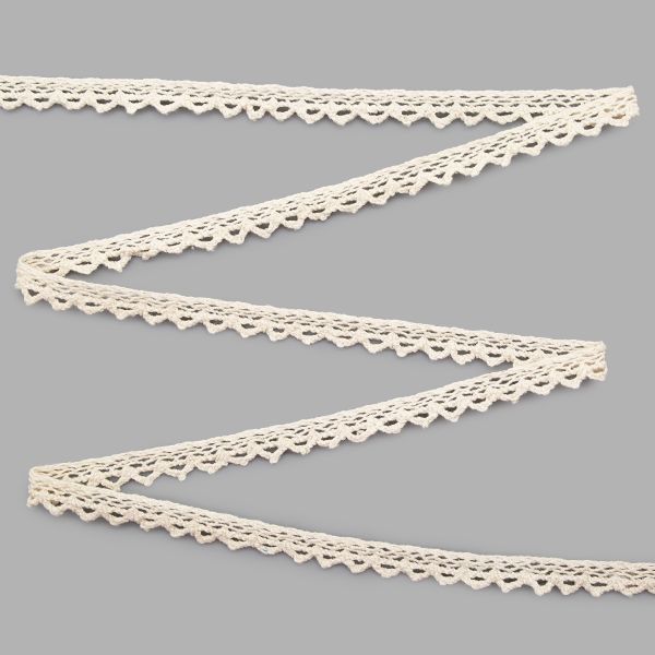 Кружево вязаное (тесьма) 10 мм / 50 метров, 01 натуральный