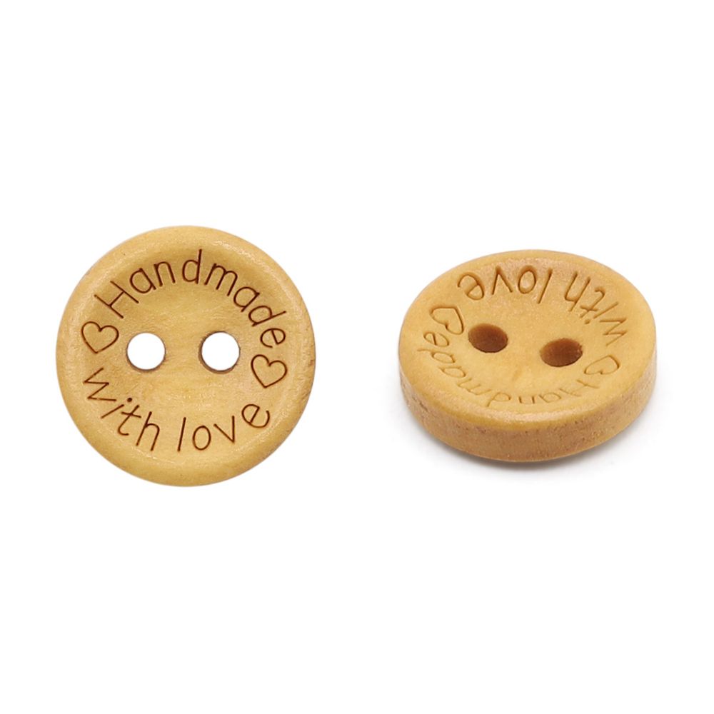 Пуговицы на 2 прокола Handmade with love 20L (12,5мм), дерево (Yellow (желтый)), W22, 36 шт