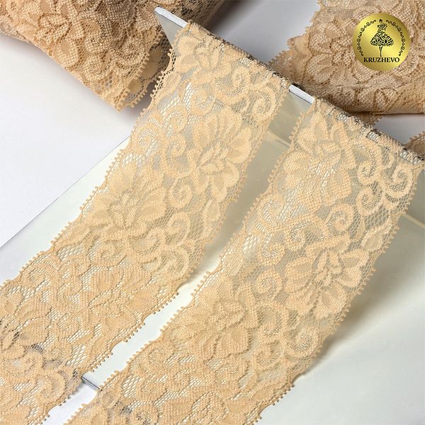 Кружево эластичное (стрейч) 65 мм, 266, цв.08 экрю уп. 25 м, Kruzhevo
