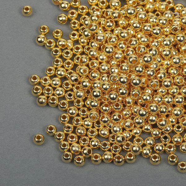 Бусины пластик ⌀4 мм, 50 г, золото