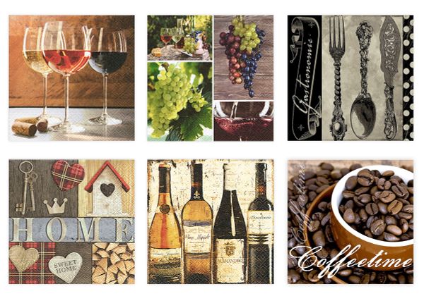 Салфетки для декупажа ассорти №0823-01, 6 шт, В Бургундии, Love2art №0823-01