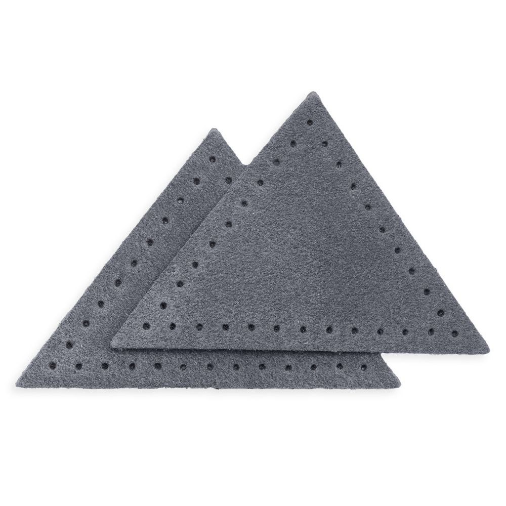 Заплатки пришивные из замши треугольник 6х6х6 см, с перфорацией, 2шт/уп, 26 серый, 59902