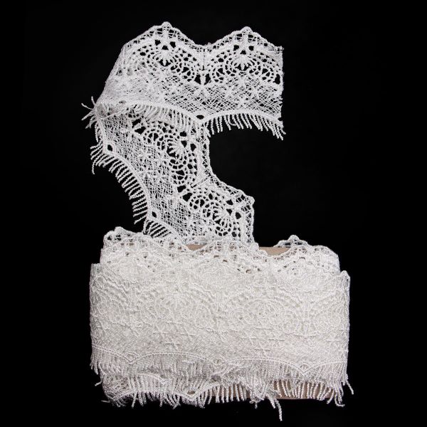 Кружево гипюр (плетёное) 72 мм / 9.14 метров, C501 белый