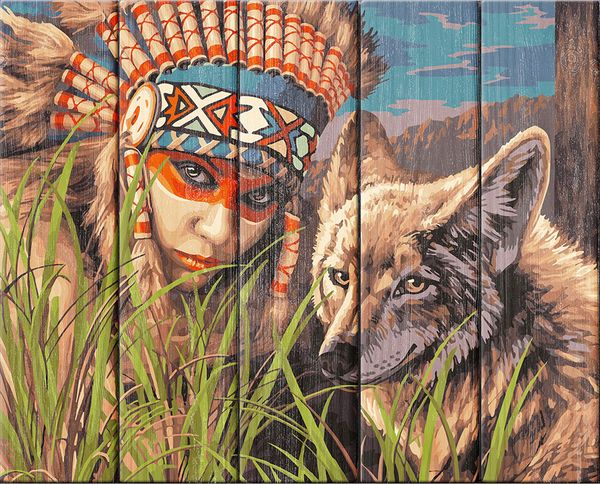 Картина по номерам PKW-1, 46 Покахонтас, деревянное панно, 40х50 см